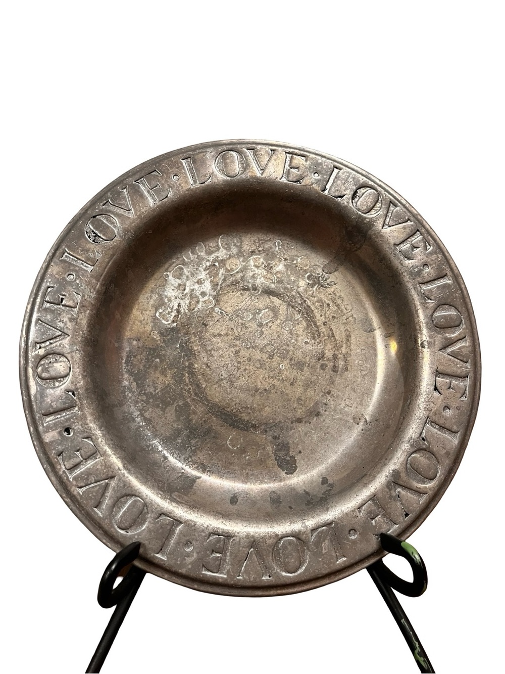 Vtg Circle of Love Pewter Plate Catch All Fantasy D&D Medieval Country Country